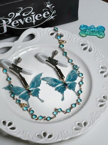 REVERIEE Butterfly Nipple Clamps Blue