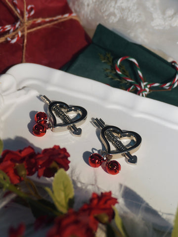 Reveriee Cupid’s Blade Nipple Clamps | Stainless Steel Clamps with Red Jingle Bells