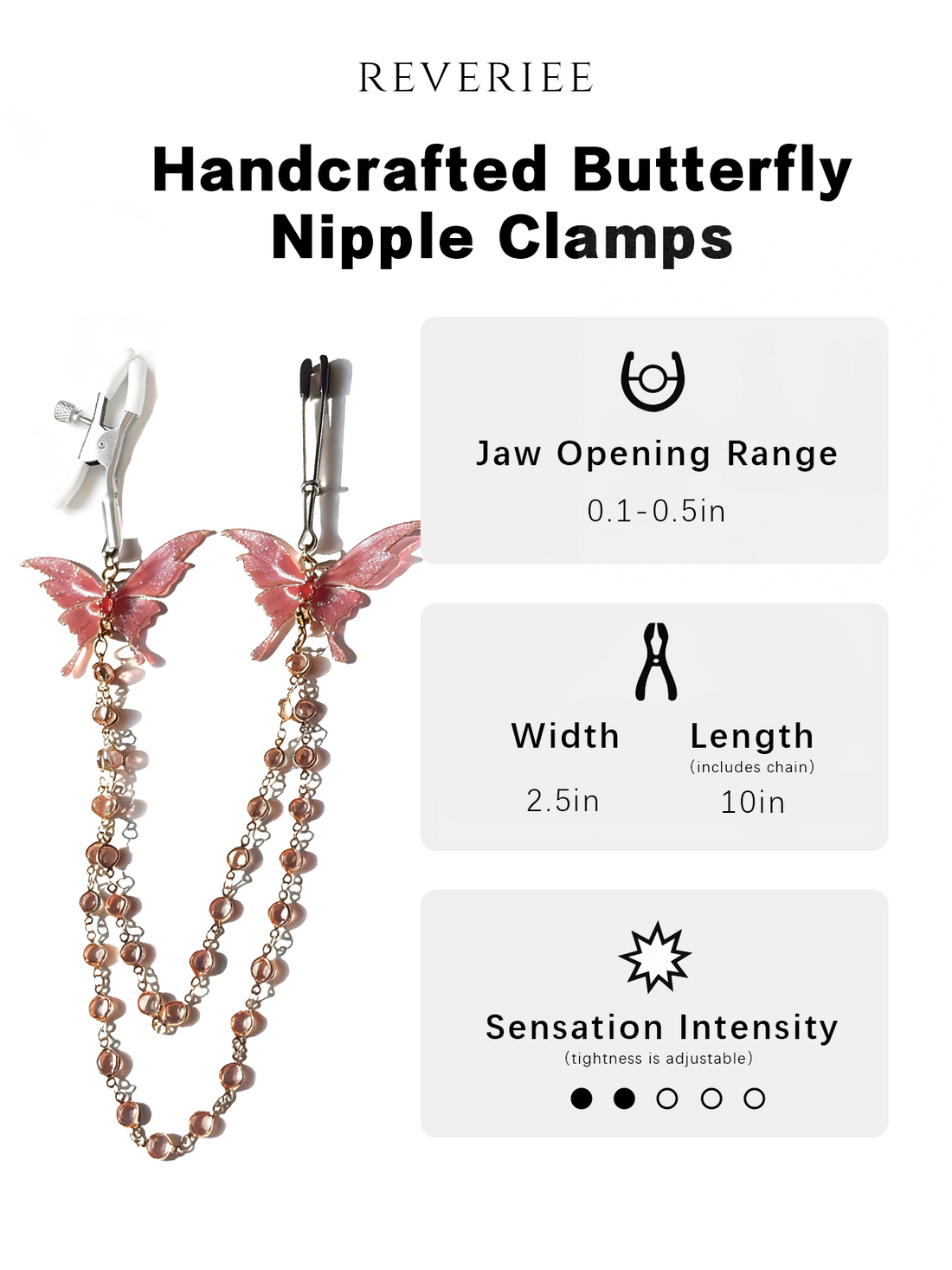 Hand-painted Butterfly Nipple Clamps Jewelry - Pink