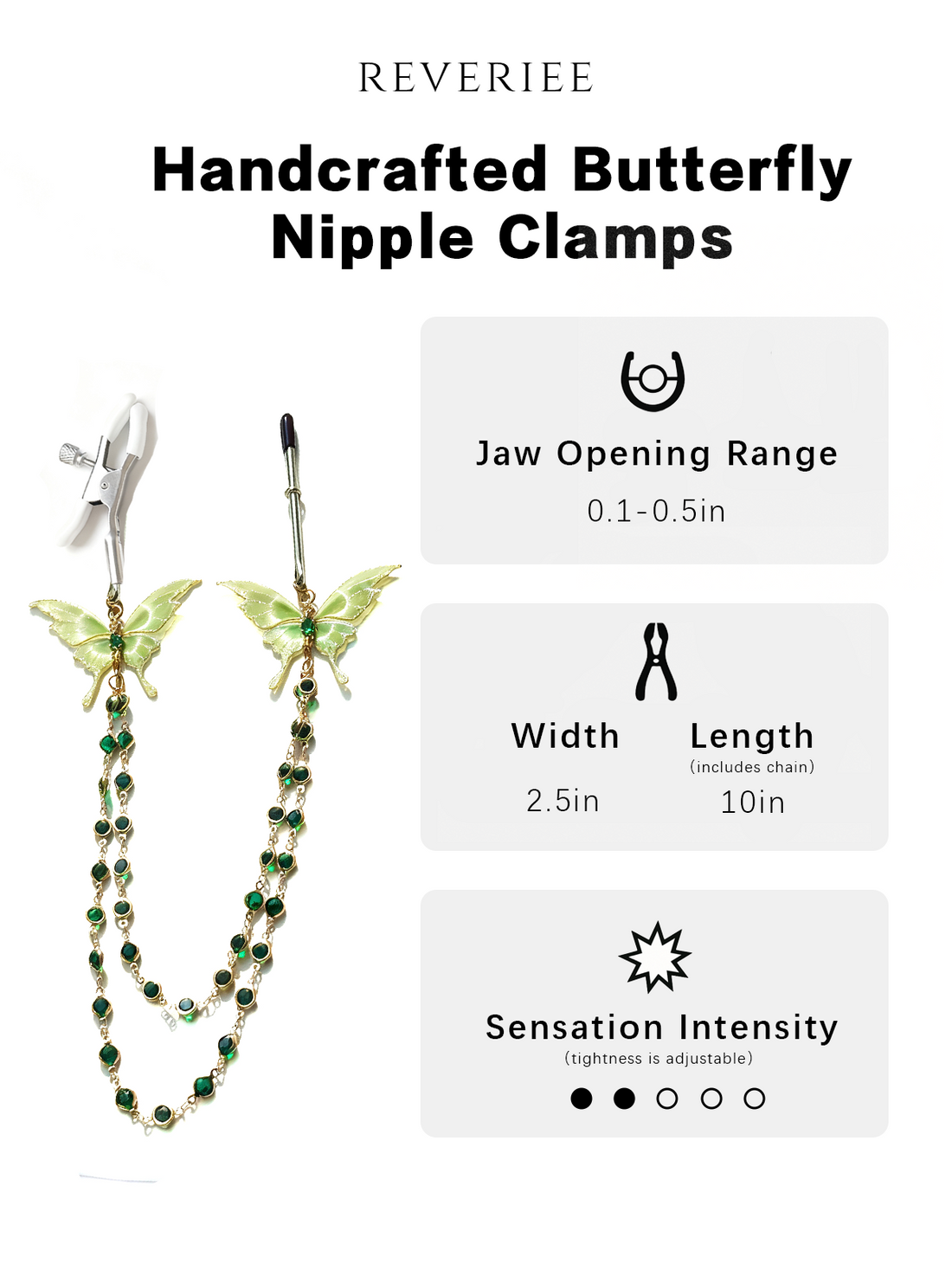 Hand-painted Butterfly Nipple Clamps Jewelry - Green
