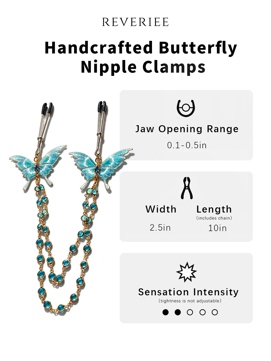 Hand-painted Butterfly Nipple Clamps Jewelry - Blue