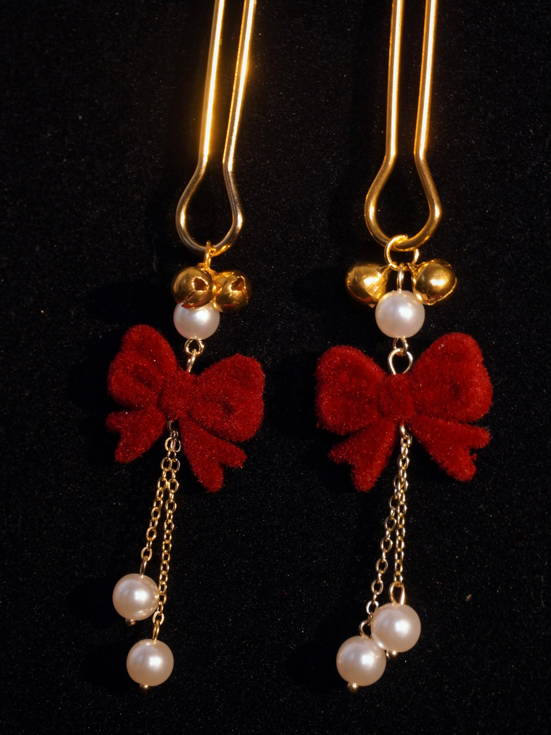 REVERIEE Red Bow Bell Nipple Clamps