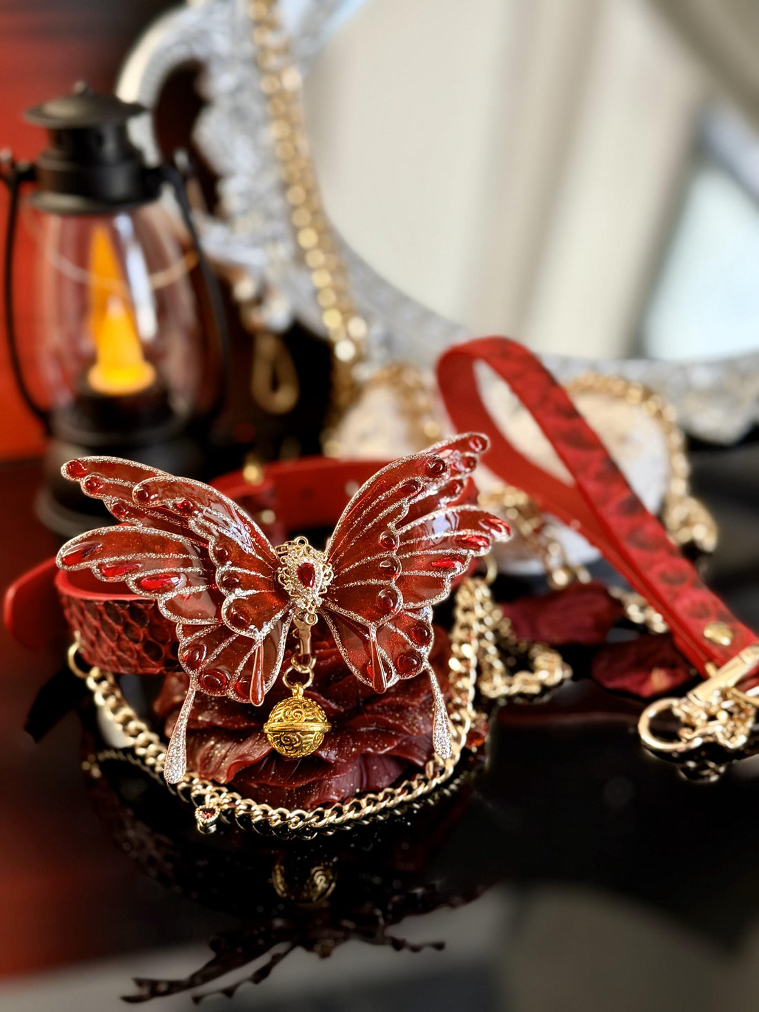 REVERIEE handmade Leather Custom Butterfly Choker Collar Necklace/Valentine's Day Gift/Fantasy Jewelry/Artist