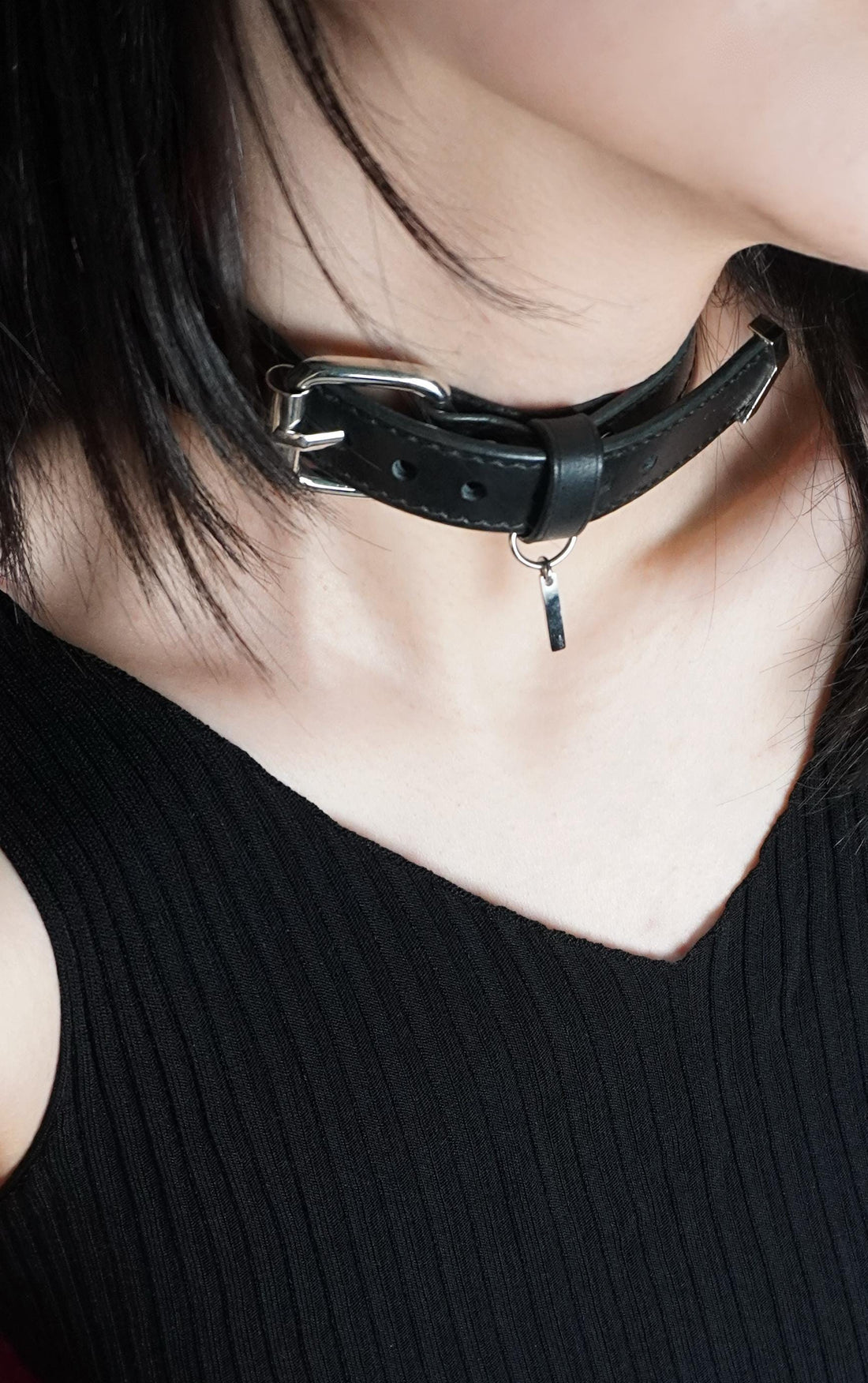 REVERIEE "Sylus" – Handmade Black Leather Statement Collar | Minimalist Choker |Party & Everyday Accessory/Custom Engraved Name Collar